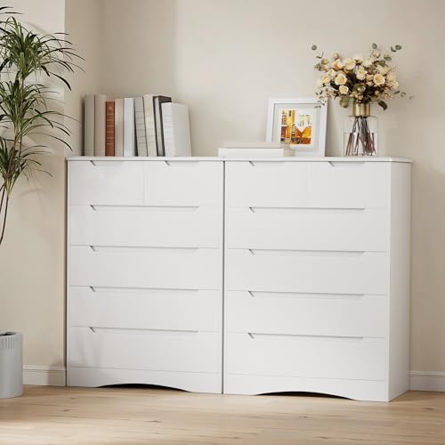 Tall 6 Drawer Dresser, White Bedroom Chest of Drawers Cabinet, view 7