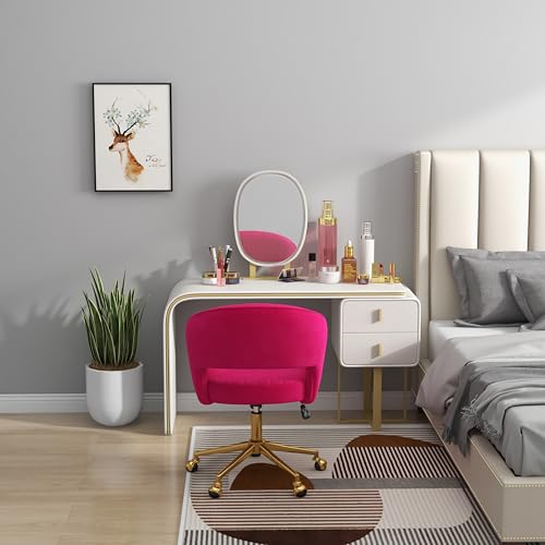 Modern Home Office Desk Chair 1PC, Height Adjustable Vanity Chair, Hot Pink