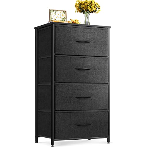 Small Dresser for Bedroom with 4 Storage Drawers, Black, view 2