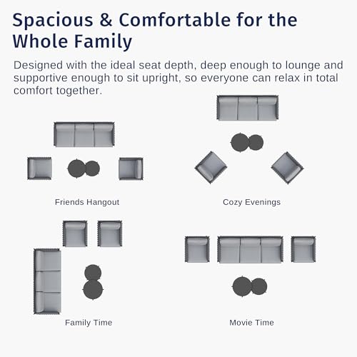 5-Piece Patio Furniture Set | Life Chatter 5-Seat Outdoor Furniture | Deep Seating & Two Coffee Tables | Waterproof Extra-Thick Cushions | Porch, Balcony & Backyard | Earth Black & Misty Grey