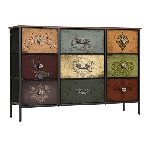 Dresser for Bedroom with 9 Deep Fabric Drawers, Wide TV Stand, view 2