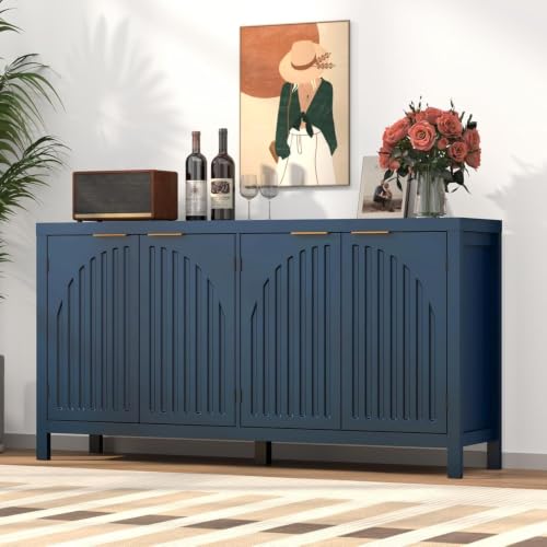58" Modern Fluted Sideboard Buffet Cabinet with Storage, view 2
