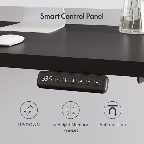 FLEXISPOT 71" Large L Shaped Standing Desk Electric Corner Table with Shelf, 4 Storage Drawers, Adjustable Computer Workstation for Home, Office, Game, Studio, Black Top + Black Frame