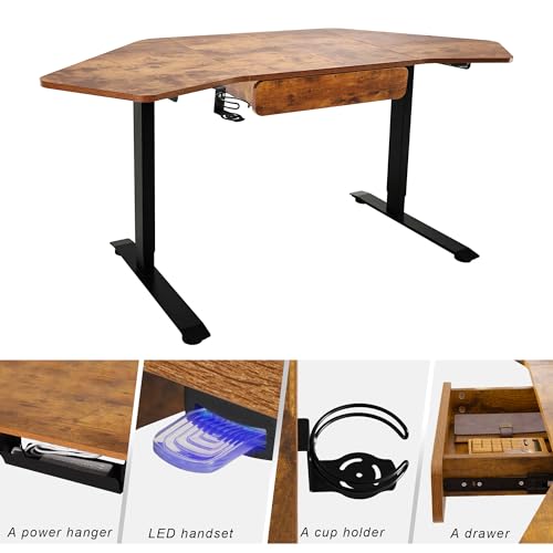 71Inch Height Adjustable Standing Sit Stand Up Desk L Shaped Corner Desk with LED Handset, Electric Ergonomic Desk