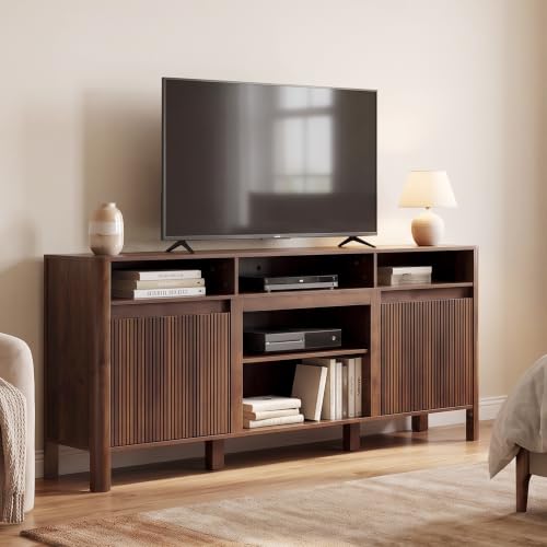 68" Mid Century Modern TV Stands for Living Room, Fulted TV Stand, view 8