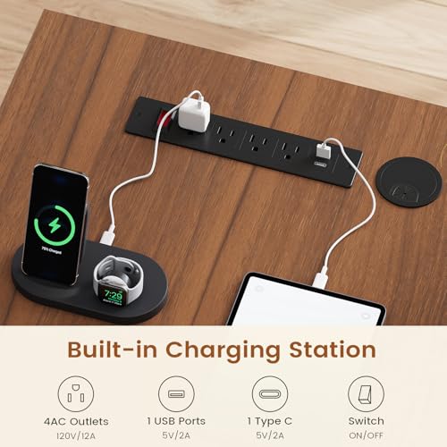 78.7" L Shaped Executive Desk with Charging Station, view 7