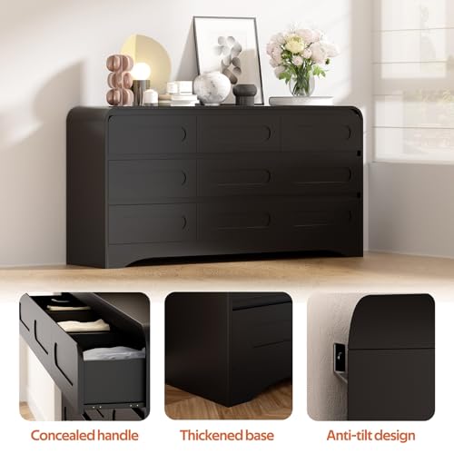Dresser for Bedroom with 9 Drawers, 63" Large Modern Dressers, Black, view 7