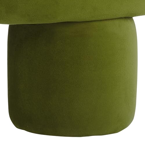 SAFAVIEH Home Collection Naref Olive Green Velvet Round Ottoman