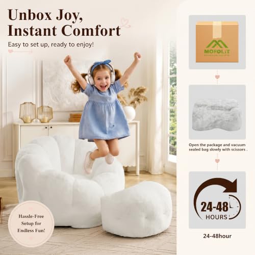46" Oversized Flower Bean Bag Chair with Ottoman for Adults, view 7
