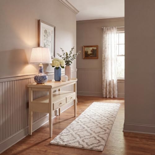 SAFAVIEH Hudson Shag Collection Runner Rug - 2'3" x 8', Ivory & Beige, Moroccan Design, Non-Shedding & Easy Care, 2-inch Thick Ideal for High Traffic Areas in Living Room, Bedroom (SGH284D)