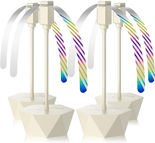 Portable Battery Powered Fly Fans for Tables Up to 15 Hours Working Time, 4-Pack Indoor Outdoor Food Fan with Flexible Goose-Neck Blades for Home Restaurant Party Picnic Patio BBQ, Beige