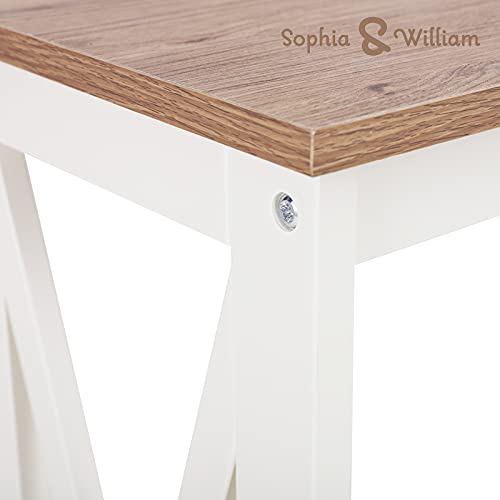 Farmhouse Console Table with Storage Shelf, 2 Tier Sofa Table for Entryway, Hallway, Living Room, Ivory