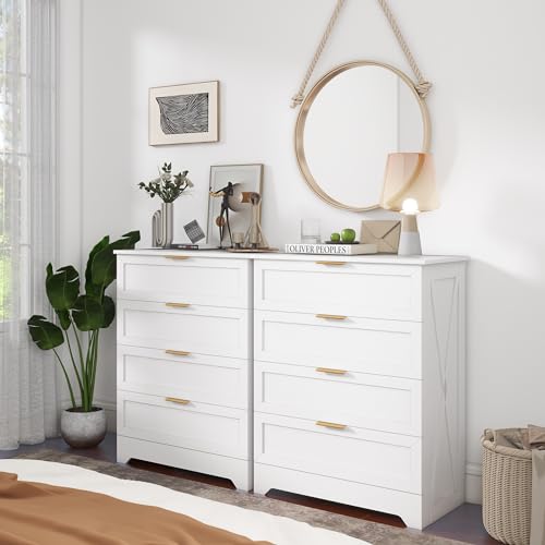 White 4 Drawer Dresser for Bedroom, Modern Chest of Drawers, view 7