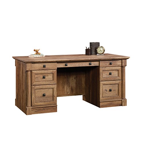 Palladia Executive Desk, 29.5"D x 65.1"W x 29.61"H, Vintage Oak finish