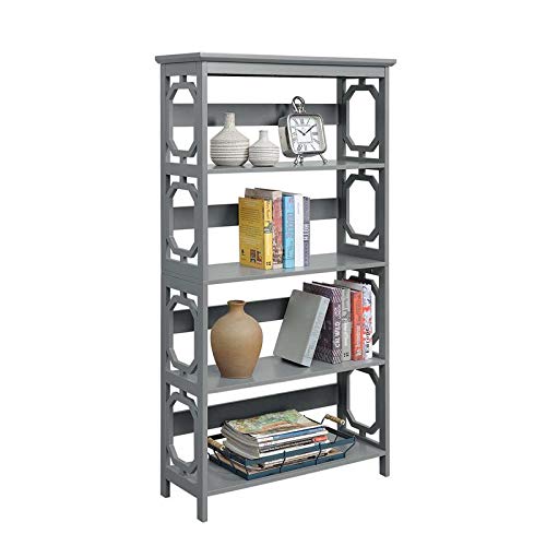 Omega 5 Tier Bookcase, Gray