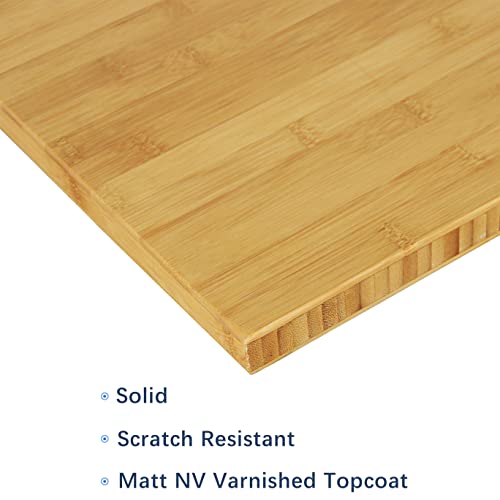 60 x 30 x 1 Inch 100% Solid Bamboo Desk Table Top Only,for Standing Desk Home Office Desk with 60mm Grommets(Right Angle)