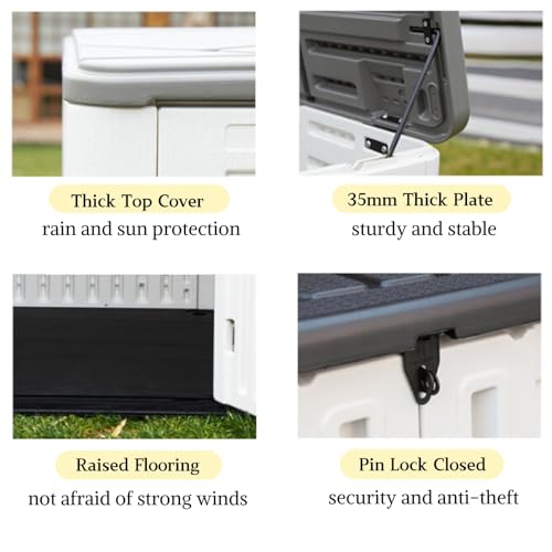 Large 67 Cu.ft Waterproof Storage Shed, Outdoor Storage Cabinet,Durable Resin Sheds for Patio Furniture, Garden Tools, Pool Accessories, Mower Storage (Coffee)