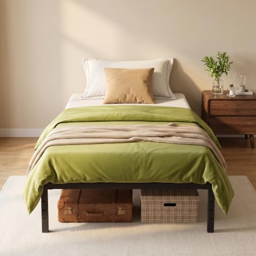 14" Twin Platform Bed Frame, No Box Spring Needed, Apartment, Black, view 7