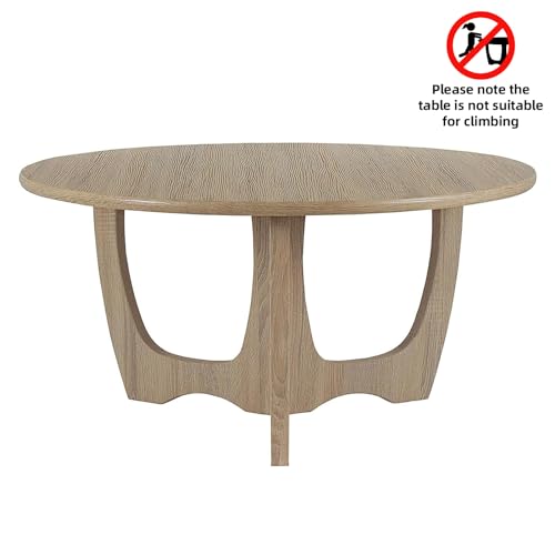Wooden Round Coffee Table, Curved Leg, Furniture, Accent Couch, Coffee Table for Livingroom, Round Wood Table, 36 x 18 Inches, Natural