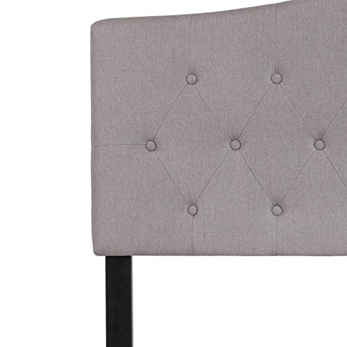 Cambridge Tufted Upholstered Full Size Headboard in Light Gray Fabric