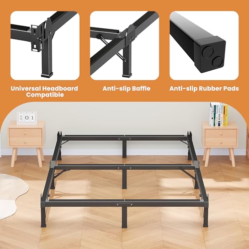 Metal Bed Frame Full 8 Inches for Box Spring, 9-Legs Support Basics, view 7