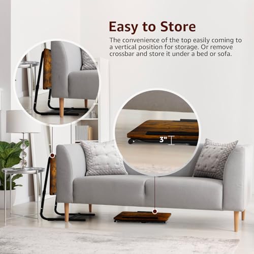 Folding TV Tray Adjustable Dinner - Trays for Eating On Couch Wooden Tables Mate Stand Foldable Desk with Cup Holder Portable