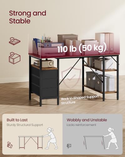 L Shaped Computer Desk with Drawers, Small Gaming Desk with Shelves, view 8