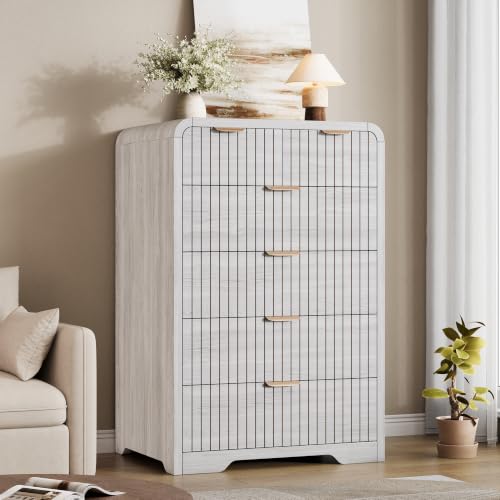 Fluted 6 Drawer Dresser for Bedroom, 43" Tall Dresser Chest of Drawers, view 8