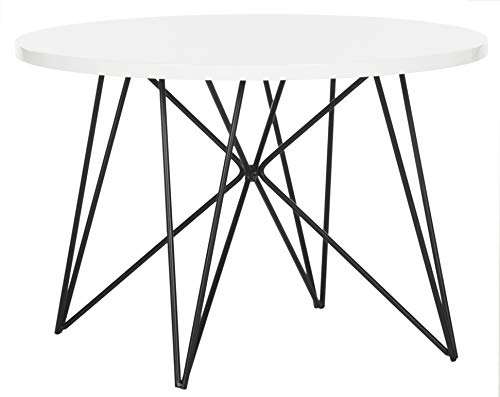 Safavieh Home Collection Vida Modern White Lacquer Round Hairpin Leg End Table