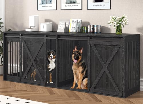 94.5 inch XXXL Double Dog Crate Furniture, Black, view 2