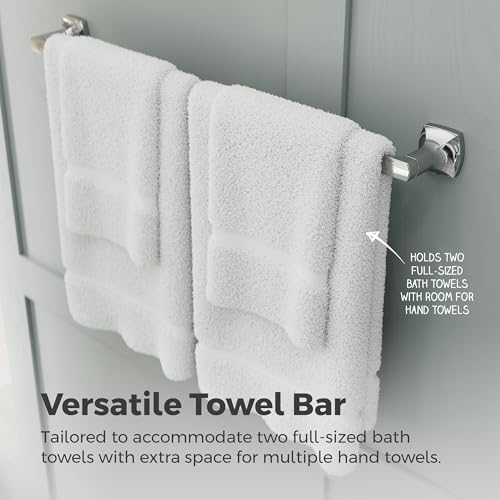 Vaneri Bath Towel Bar for Bathroom, 24-Inch, Wall-Mounted, Screw-in, Polished Chrome Finish, BTBVRI2C