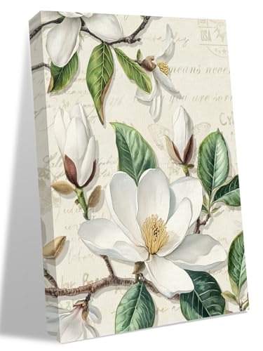 NuYeBiofx Farmhouse Magnolia Flowers on Letter Canvas Wall Art Prints, view 2