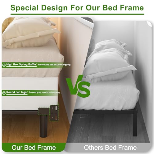 7 Inch Full Size Bed Frame for Box Spring and Mattress, Black, view 7