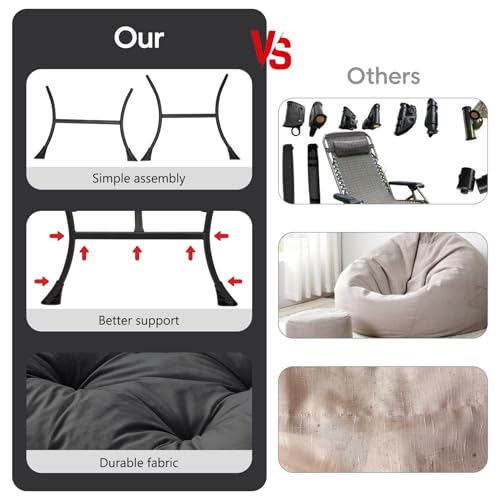 Lazy Chair with Folding Ottoman Modern Large Accent Chair,Contemporary Lounge Leisure Sofa Chair with Armrests Upholstered Sofa Armchair Reading Chair for Bedroom,Dorm & Office (Dark Grey-f)