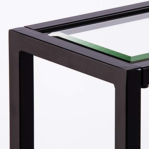 Bergen Narrow Metal Console Table, Dining Room With Open Concept Living Space Glam Style Powder-Coated Iron, Black