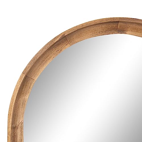 Hatherleigh Modern Transitional Arched Wooden Wall Mirror; 24 x 36; Rustic Brown; Decorative Wood Arch Mirror for Use in Bathroom; Entryway; or Bedroom