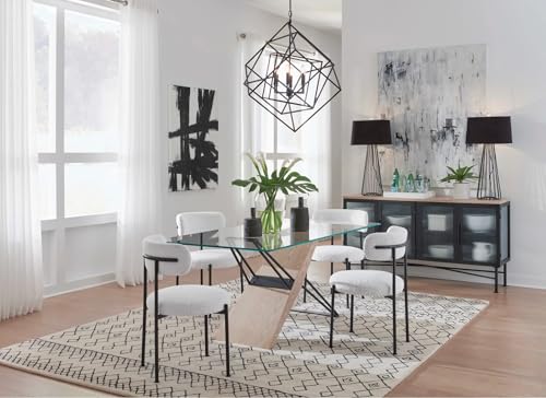 Metal Dining Chair with Straight Leg, Aere - Ivory, Set of 2