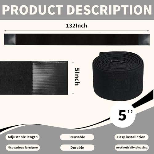 Under Couch Blocker, 5''×132'' Adjustable Elastic Couch blockers for Pets and Kids Toys, Suitable for Multiple Types of Furniture Legs