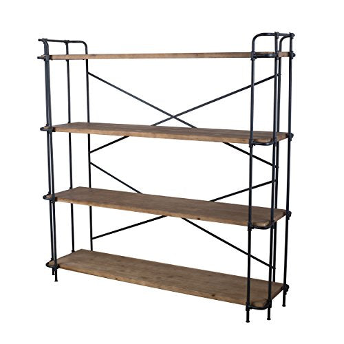Danielle Natural Wood Finish Outdoor Iron 4-Shelf Bookcase