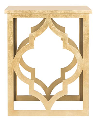 SAFAVIEH Home Collection – Milo Gold Leaf Trellis End Table, Quatrefoil Open Frame Accent Table, Fully Assembled (AMH1508B)