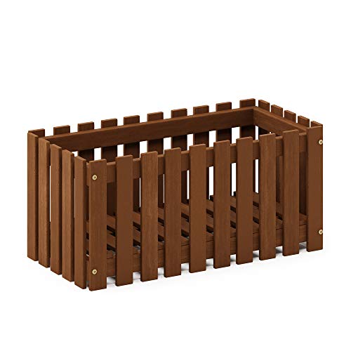 FG18453 Tioman Hardwood Patio Furniture Outdoor Slat Style Flower Planter Box, Natural