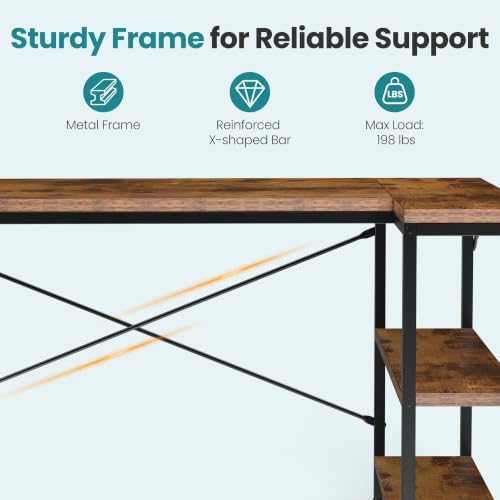 39 Inch L Shaped Desk, Corner Computer Gaming Desks with Shelves, view 7