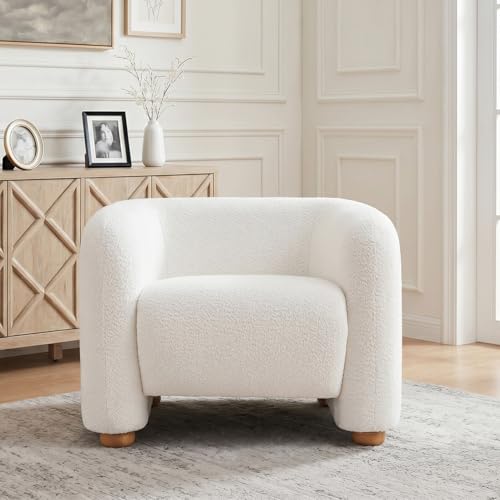 40" Barrel Chairs Oversized Modern Accent Chair Crate and Barrel Furniture for Living Room Bedroom Apartment .(Cream)