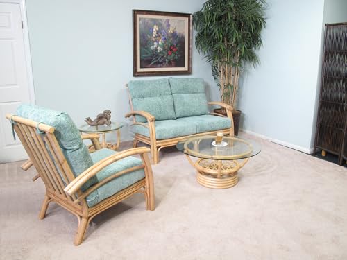 Hana Rattan Big Pole Living Room Furniture 4 Piece Set (Natural Finish)