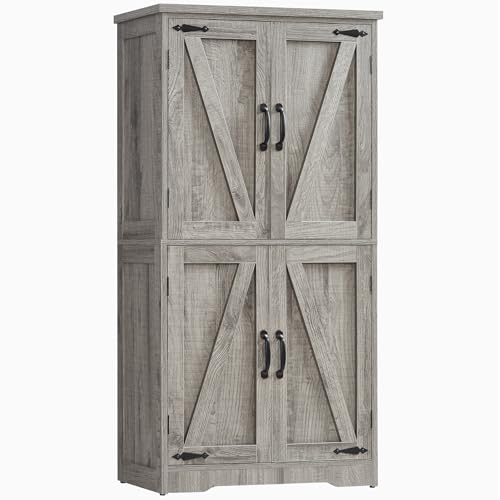 Farmhouse Storage Cabinet with 2 Adjustable Shelves, view 2