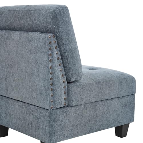 L Shape Modular Sectional Sofa,Includes Three Single Chair and Corner ,Navy Chenille