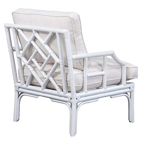 Safavieh Home Kazumi Coastal White Rattan Cushion Accent Chair (ACH6508A)