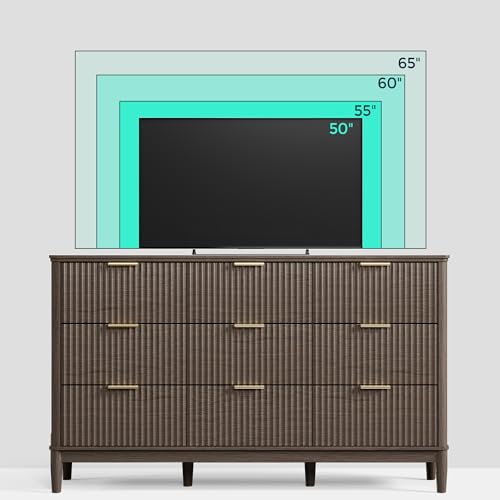 Fluted 9 Drawer Dresser for Bedroom, view 8