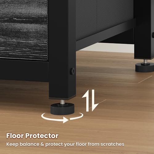 TV Stand for 75 Inch TV,Charcoal Black Wood Grain Print, view 7