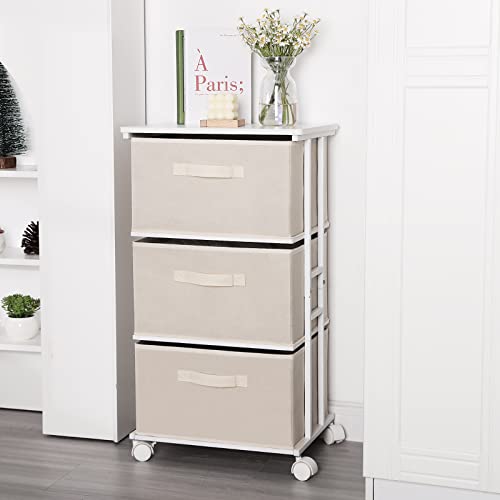 Dresser Tower with 3 Drawers for Bedroom, Fabric Storage Organizer Unit, view 7